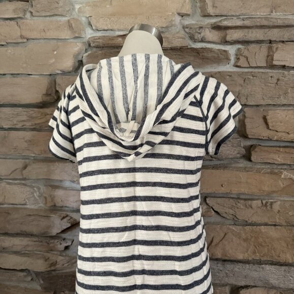 Max Studio Weekend Hoodie Dress Size M Striped Navy White Nautical Cover-up - Picture 6 of 11
